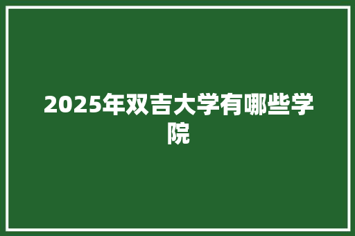 2025年双吉大学有哪些学院