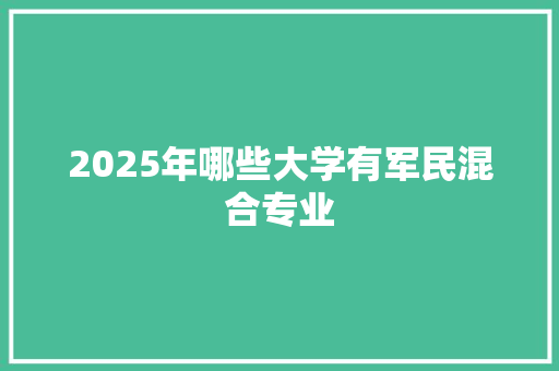 2025年哪些大学有军民混合专业