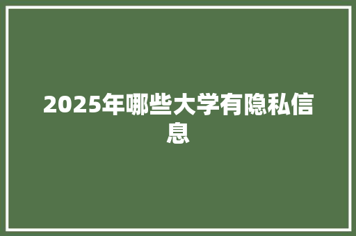 2025年哪些大学有隐私信息
