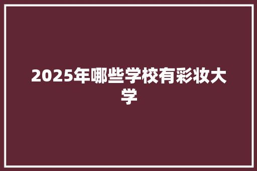 2025年哪些学校有彩妆大学