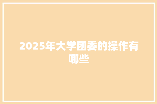 2025年大学团委的操作有哪些
