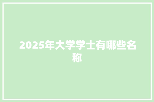 2025年大学学士有哪些名称