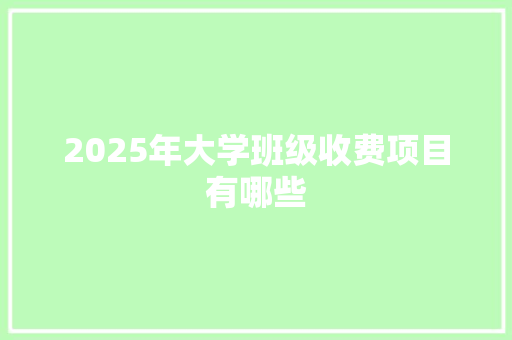 2025年大学班级收费项目有哪些