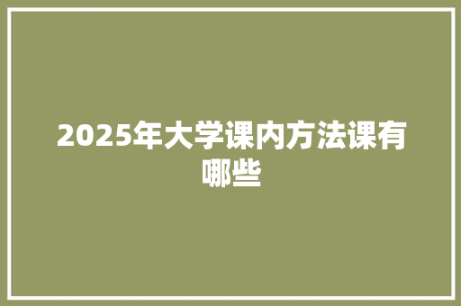 2025年大学课内方法课有哪些