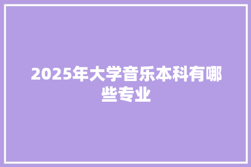 2025年大学音乐本科有哪些专业