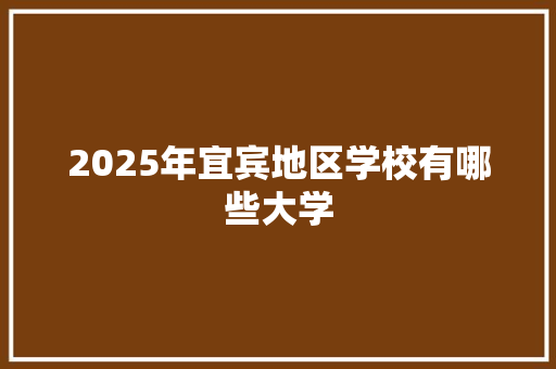 2025年宜宾地区学校有哪些大学