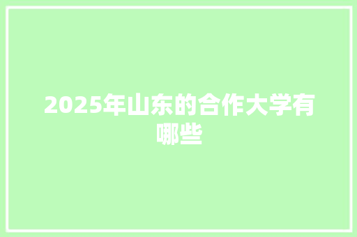 2025年山东的合作大学有哪些