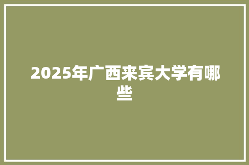 2025年广西来宾大学有哪些