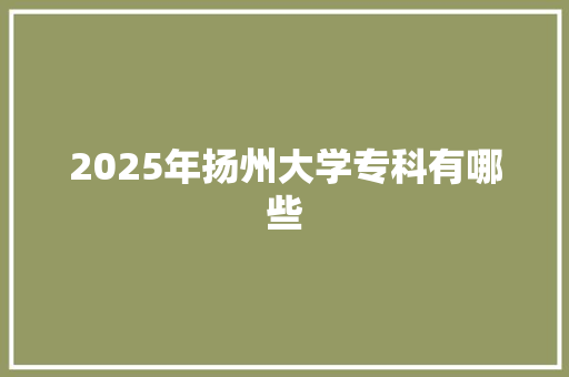 2025年扬州大学专科有哪些 职场写作