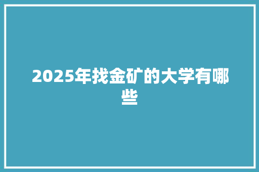 2025年找金矿的大学有哪些
