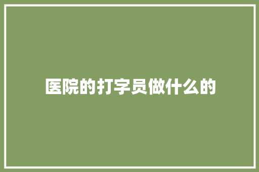 医院的打字员做什么的