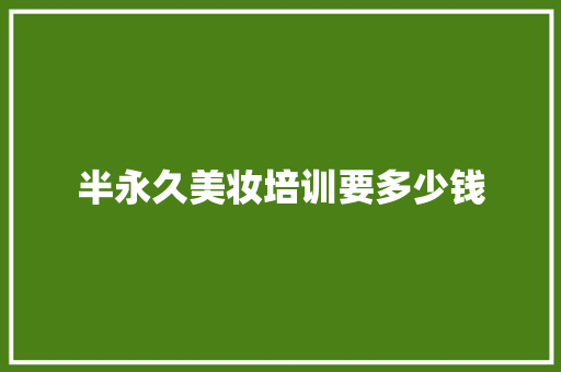 半永久美妆培训要多少钱