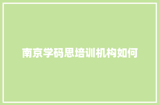 南京学码思培训机构如何