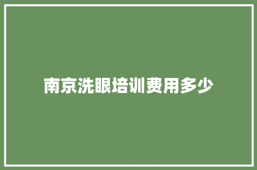 南京洗眼培训费用多少