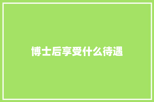 博士后享受什么待遇