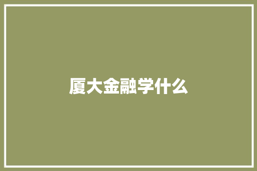 厦大金融学什么