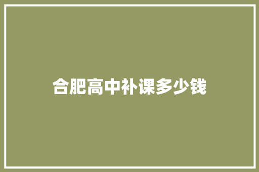 合肥高中补课多少钱