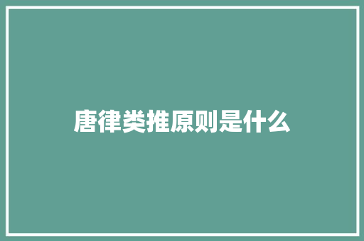 唐律类推原则是什么