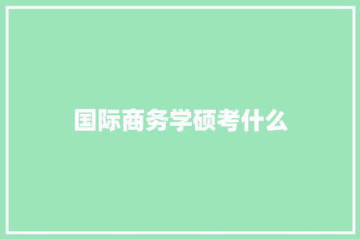 国际商务学硕考什么