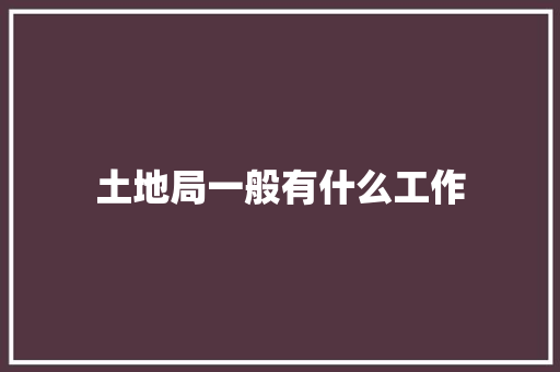 土地局一般有什么工作