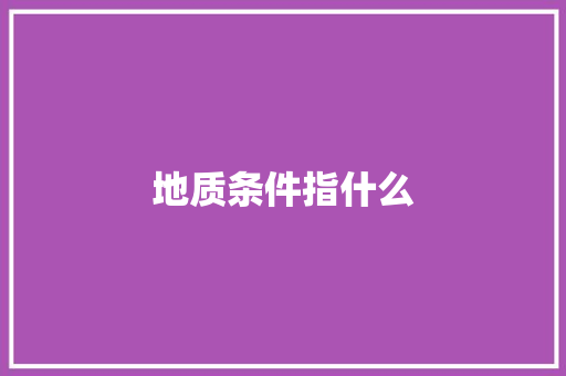 地质条件指什么