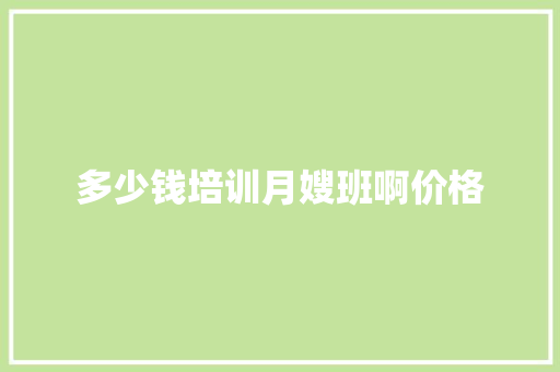 多少钱培训月嫂班啊价格