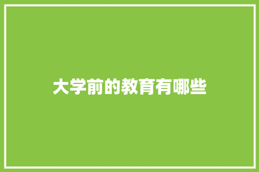 大学前的教育有哪些