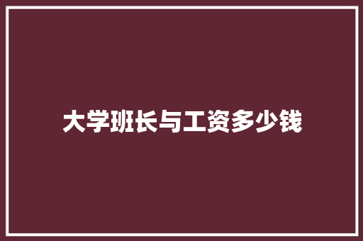 大学班长与工资多少钱
