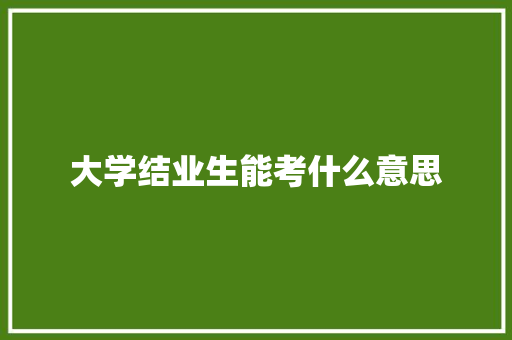 大学结业生能考什么意思