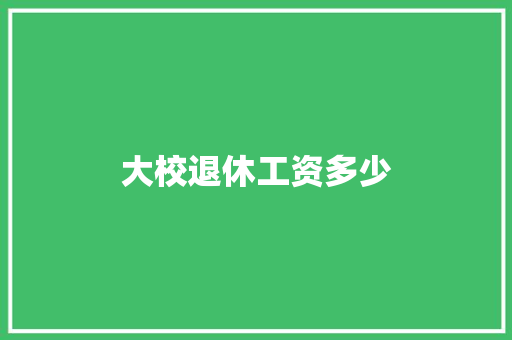 大校退休工资多少