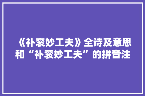 《补衮妙工夫》全诗及意思和“补衮妙工夫”的拼音注释