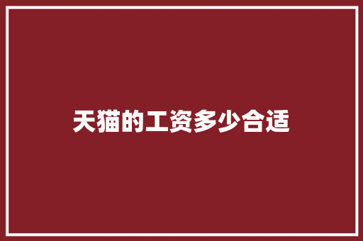 天猫的工资多少合适