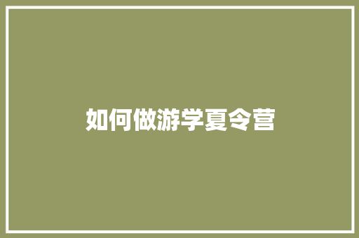 如何做游学夏令营
