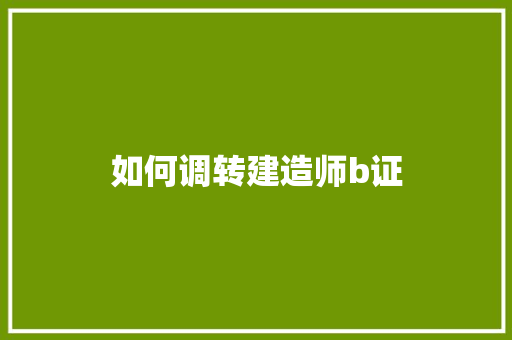 如何调转建造师b证