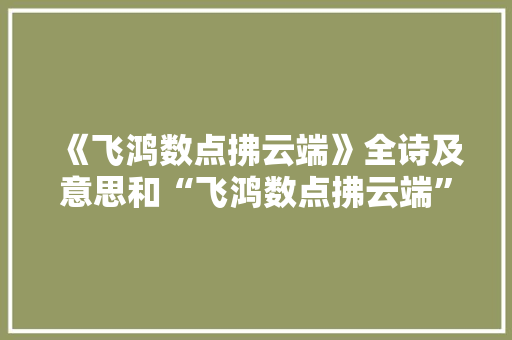 《飞鸿数点拂云端》全诗及意思和“飞鸿数点拂云端”的拼音注释