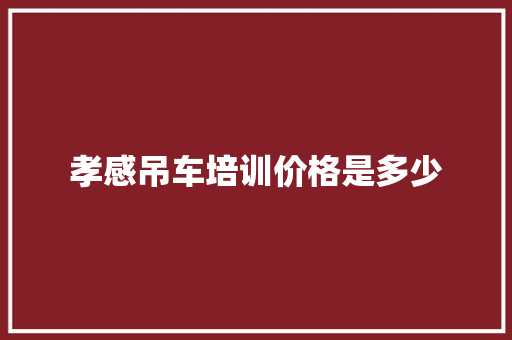 孝感吊车培训价格是多少