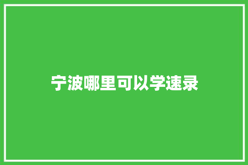 宁波哪里可以学速录