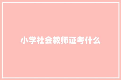 小学社会教师证考什么