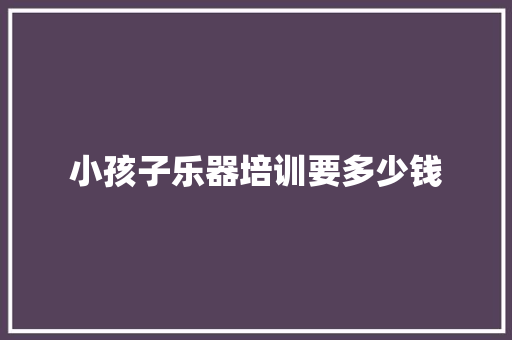小孩子乐器培训要多少钱