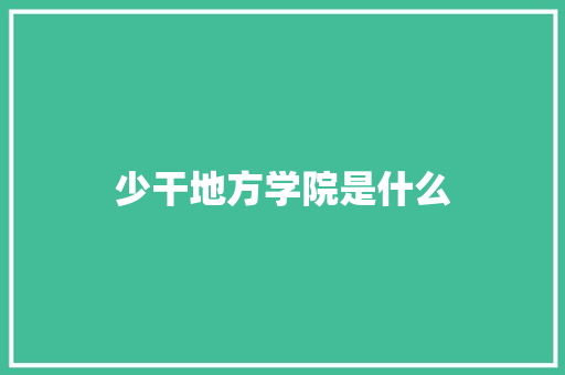 少干地方学院是什么