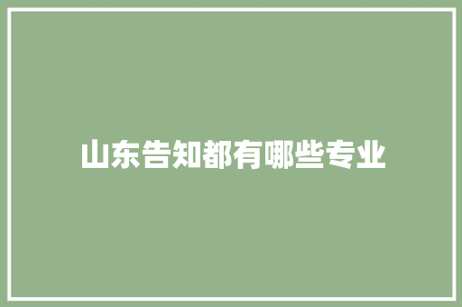 山东告知都有哪些专业