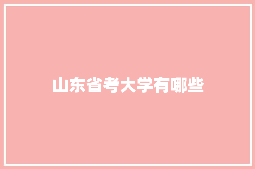 山东省考大学有哪些
