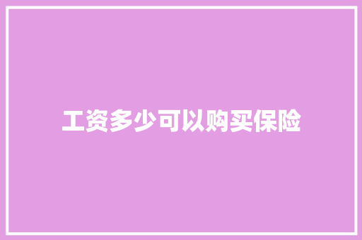 工资多少可以购买保险