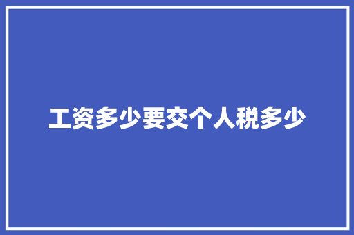 工资多少要交个人税多少