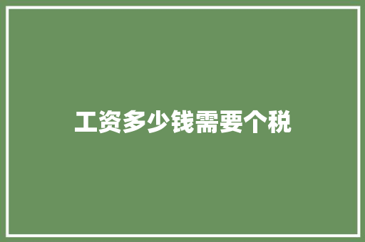 工资多少钱需要个税