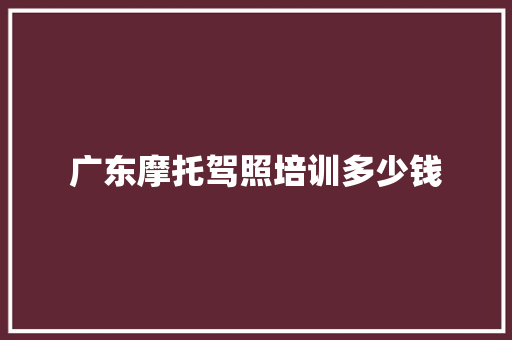 广东摩托驾照培训多少钱