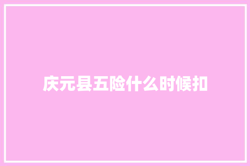 庆元县五险什么时候扣