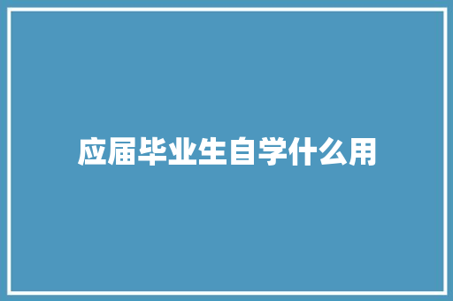 应届毕业生自学什么用