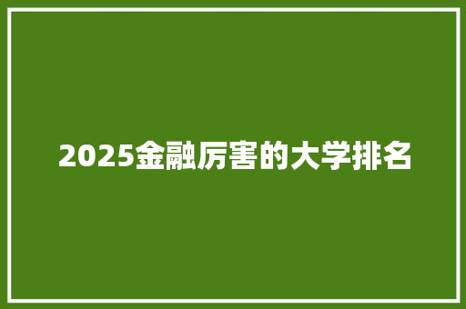 2025金融厉害的大学排名