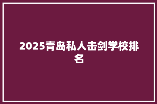 2025青岛私人击剑学校排名